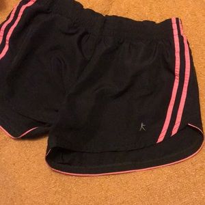 Dark gray and pink athletic shorts